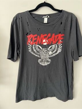 H&M Black Charcoal 'Renegade' Eagle Graphic Tee